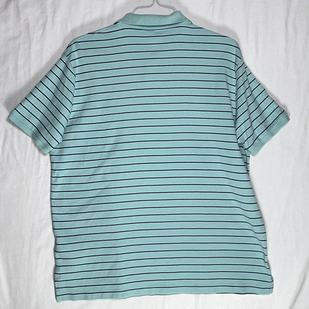 Polo Ralph Lauren Mens Striped Short Sleeve Polo Shirt‎ Aqua Navy XL